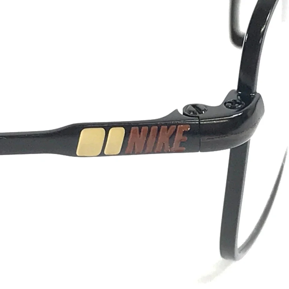 Nike Eyeglasses Frames 8205 001 Shiny Black Rectangle Wire Rim 54-14-140